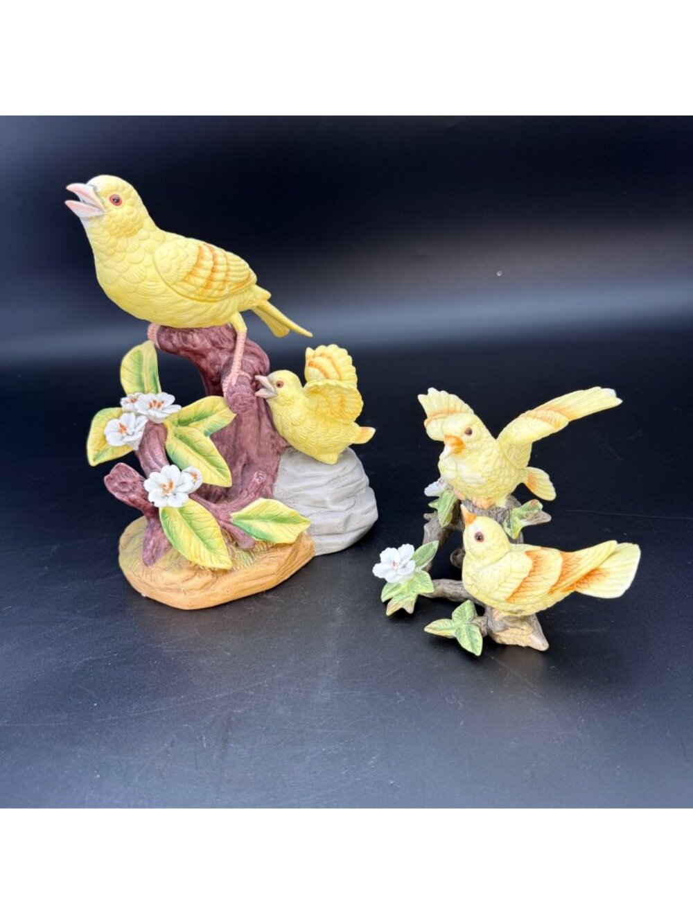 Set of 2 Vintage Lefton China & Taiwan Porcelain Yellow Bird Figurine Lot –